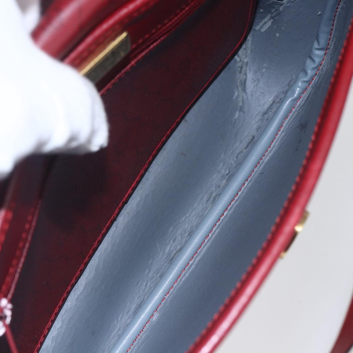 Christian Dior Honeycomb Canvas Shoulder Bag PVC Red Gold Auth BA8404