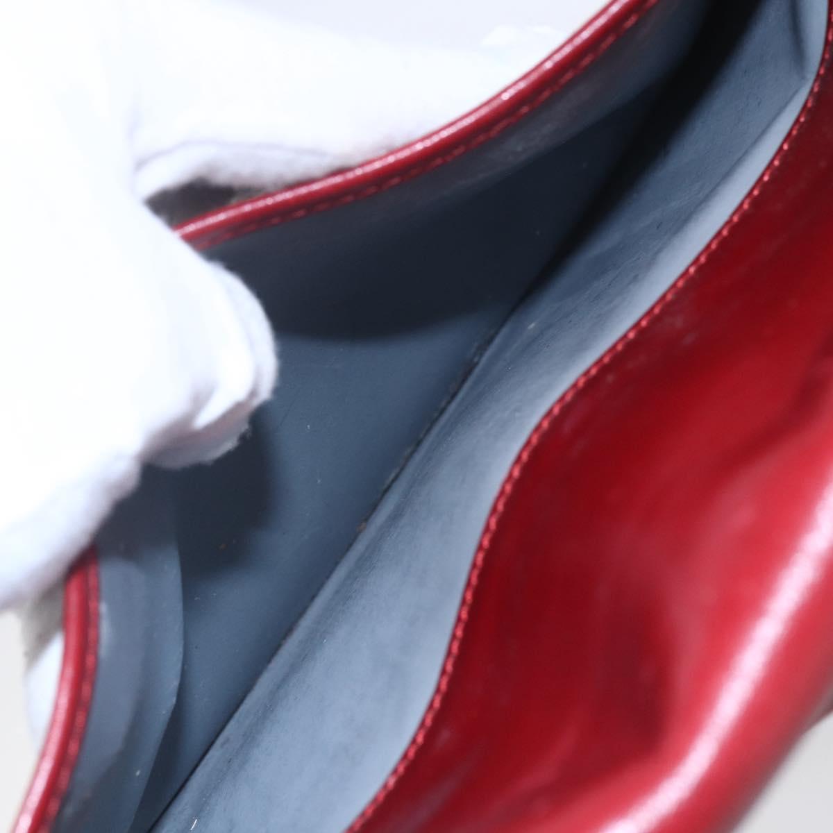 Christian Dior Honeycomb Canvas Shoulder Bag PVC Red Gold Auth BA8404