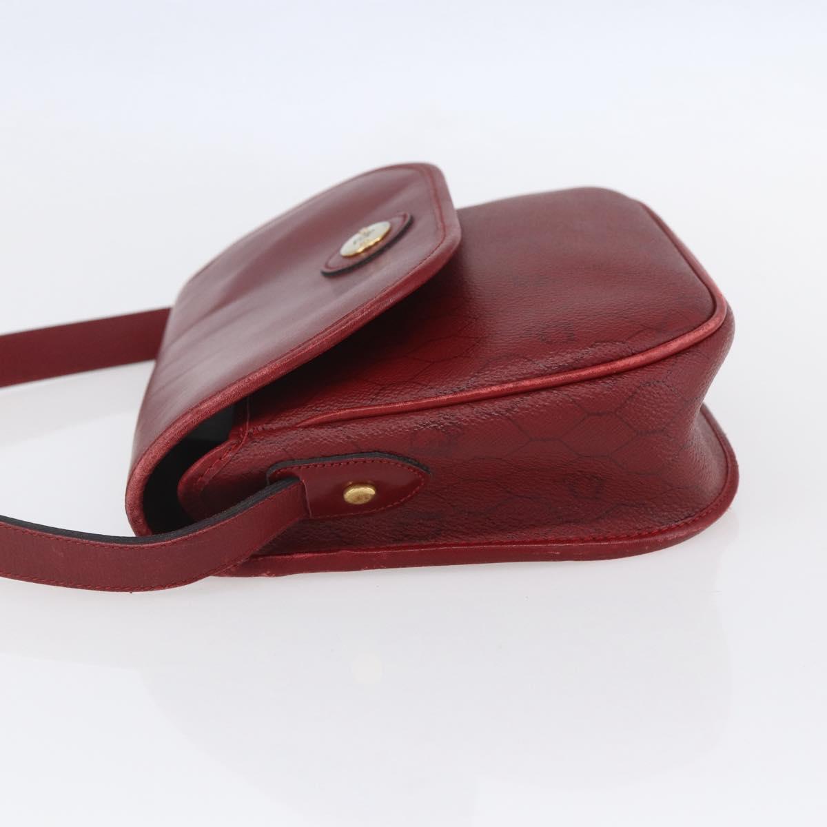 Christian Dior Honeycomb Canvas Shoulder Bag PVC Red Gold Auth BA8404