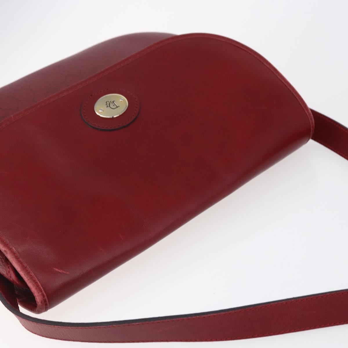 Christian Dior Honeycomb Canvas Shoulder Bag PVC Red Gold Auth BA8404