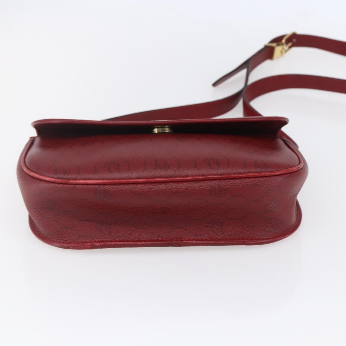 Christian Dior Honeycomb Canvas Shoulder Bag PVC Red Gold Auth BA8404