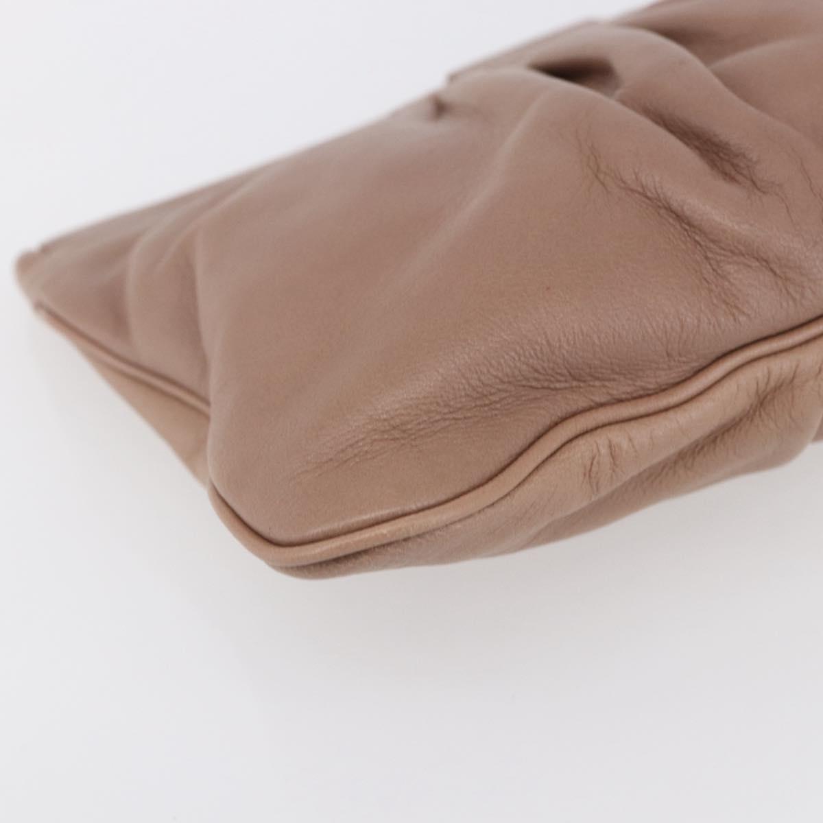 Miu Miu Clutch Bag Leather Pink Gold Auth BA8406