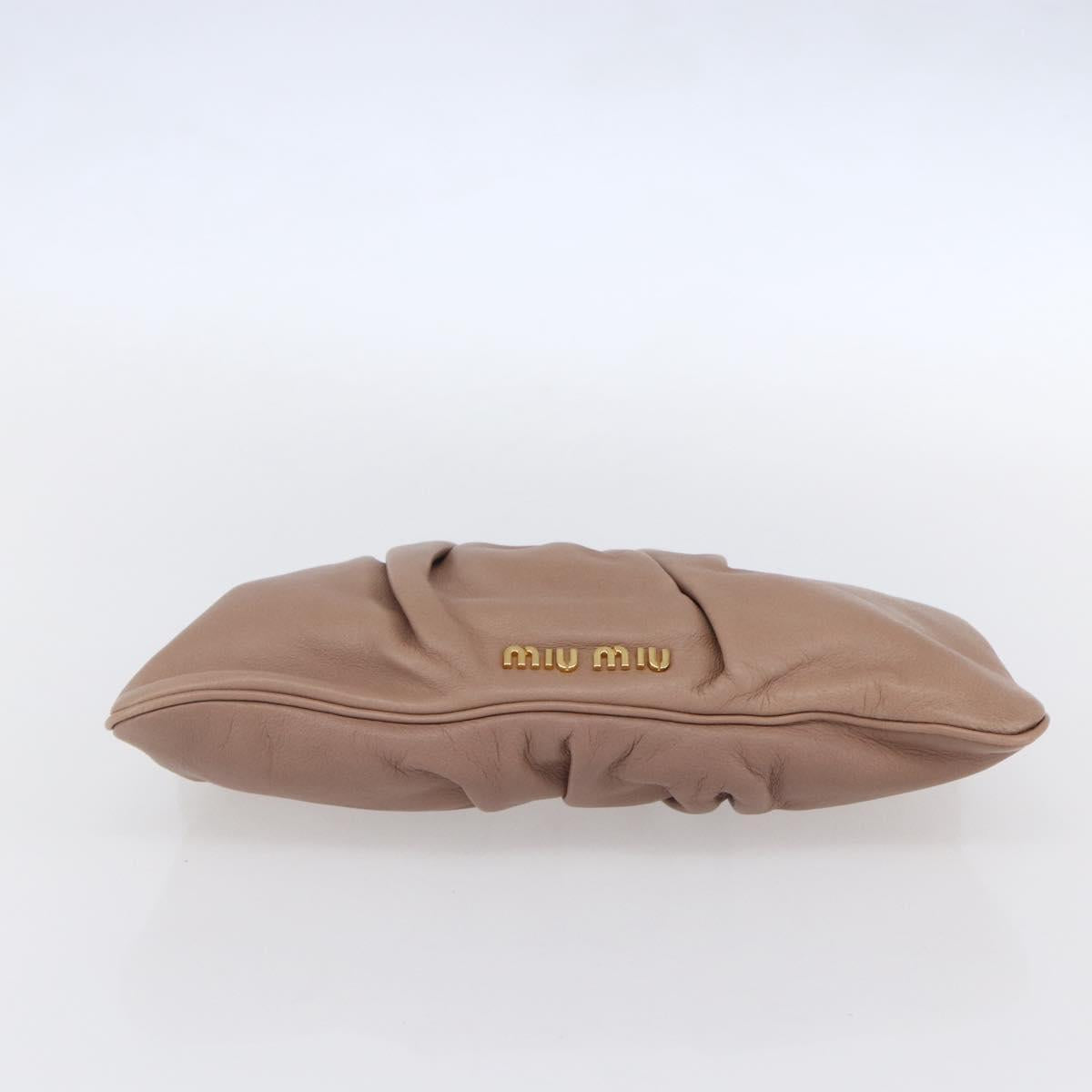 Miu Miu Clutch Bag Leather Pink Gold Auth BA8406