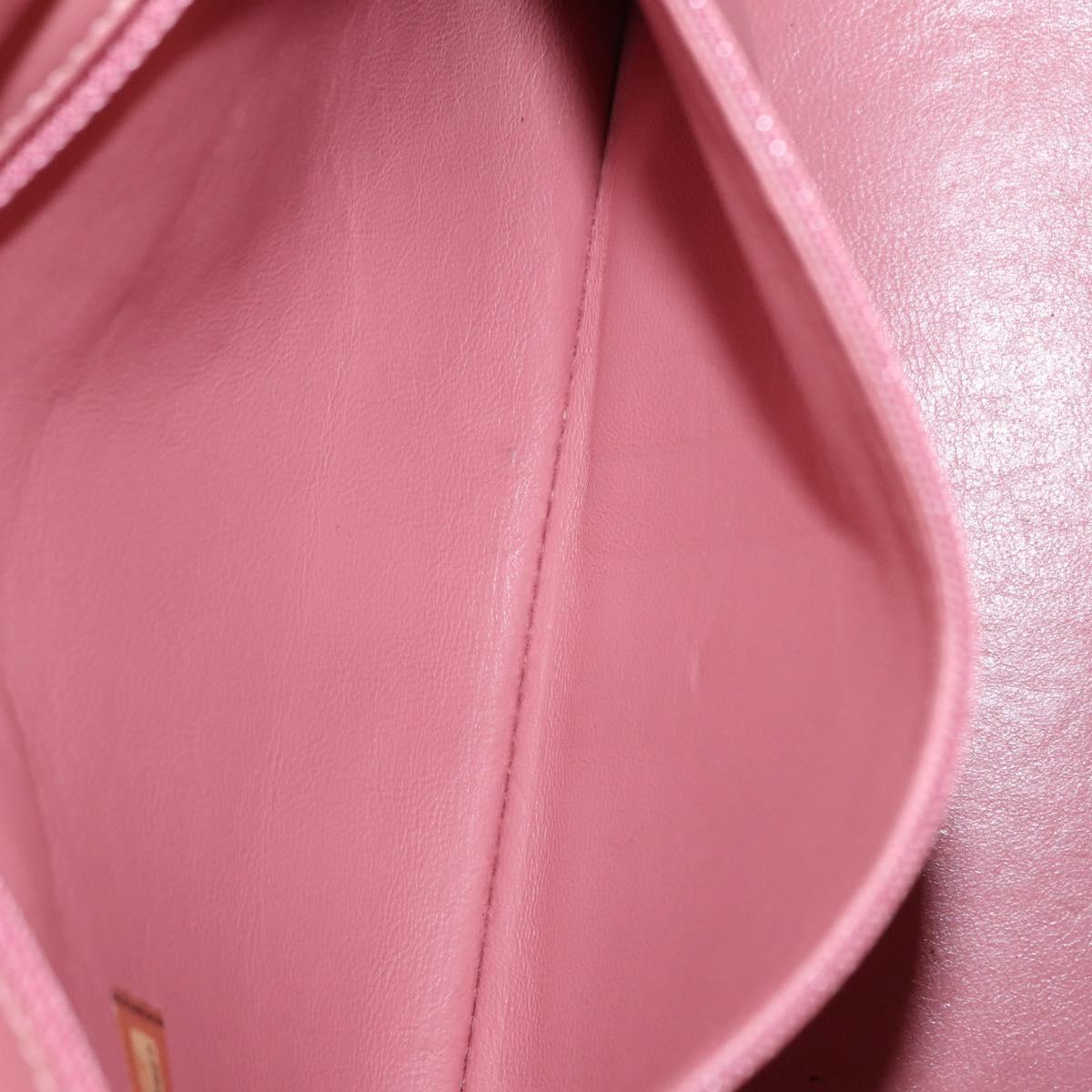 CHANEL Matelasse Chain Hand Bag Enamel Orange Silver CC Auth BA8407