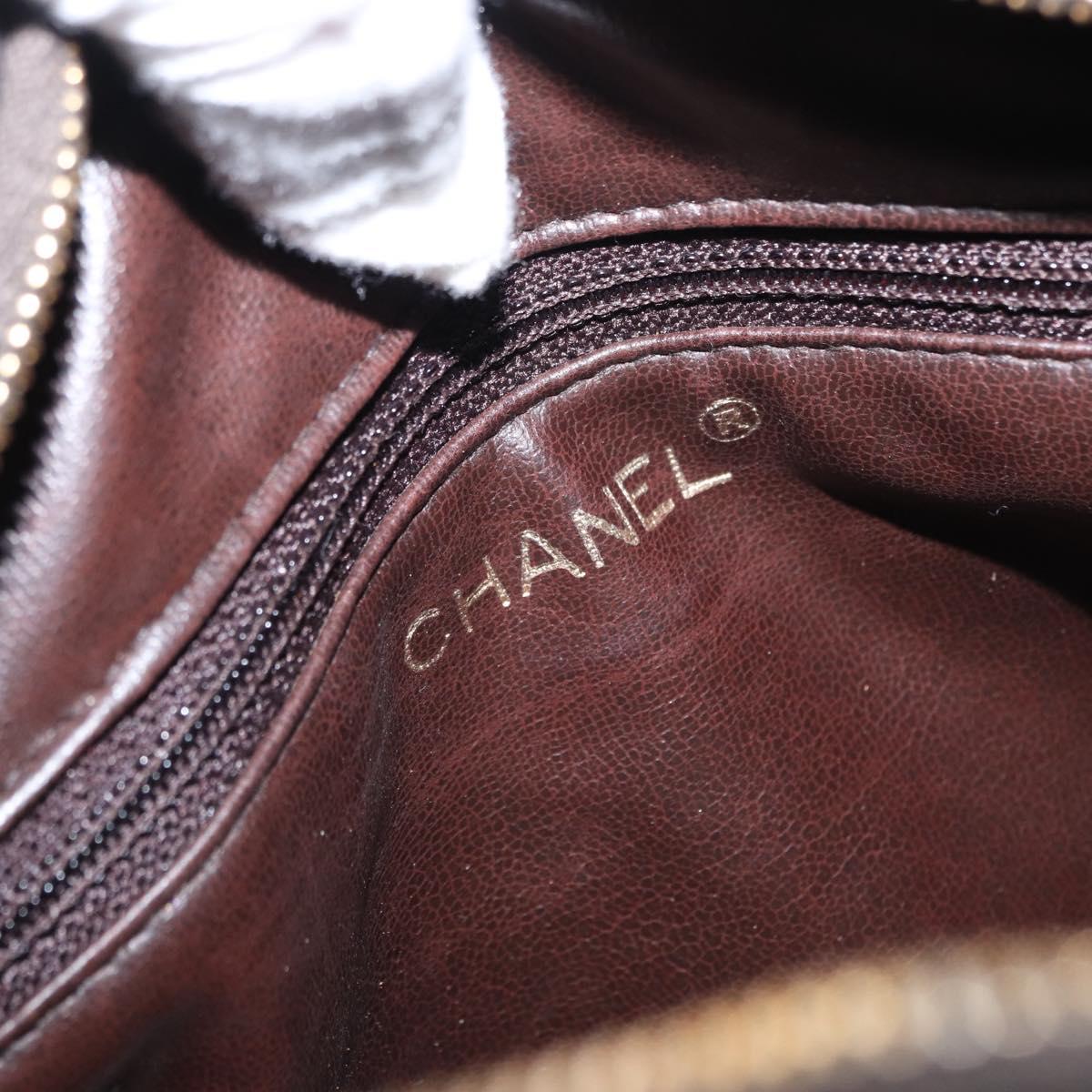 CHANEL Matelasse Shoulder Bag Lamb Skin Dark Brown Gold CC Auth BA8408