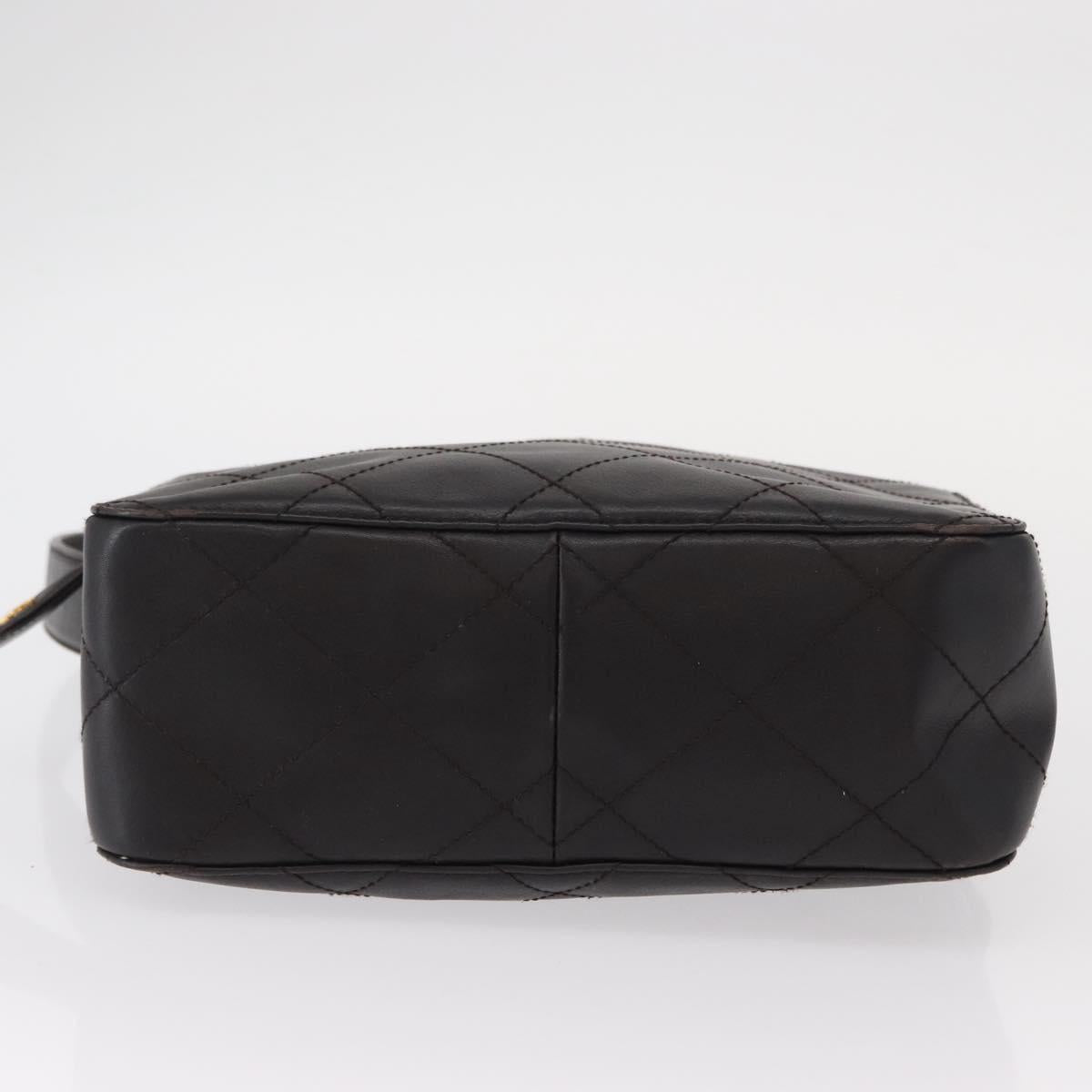 CHANEL Matelasse Shoulder Bag Lamb Skin Dark Brown Gold CC Auth BA8408