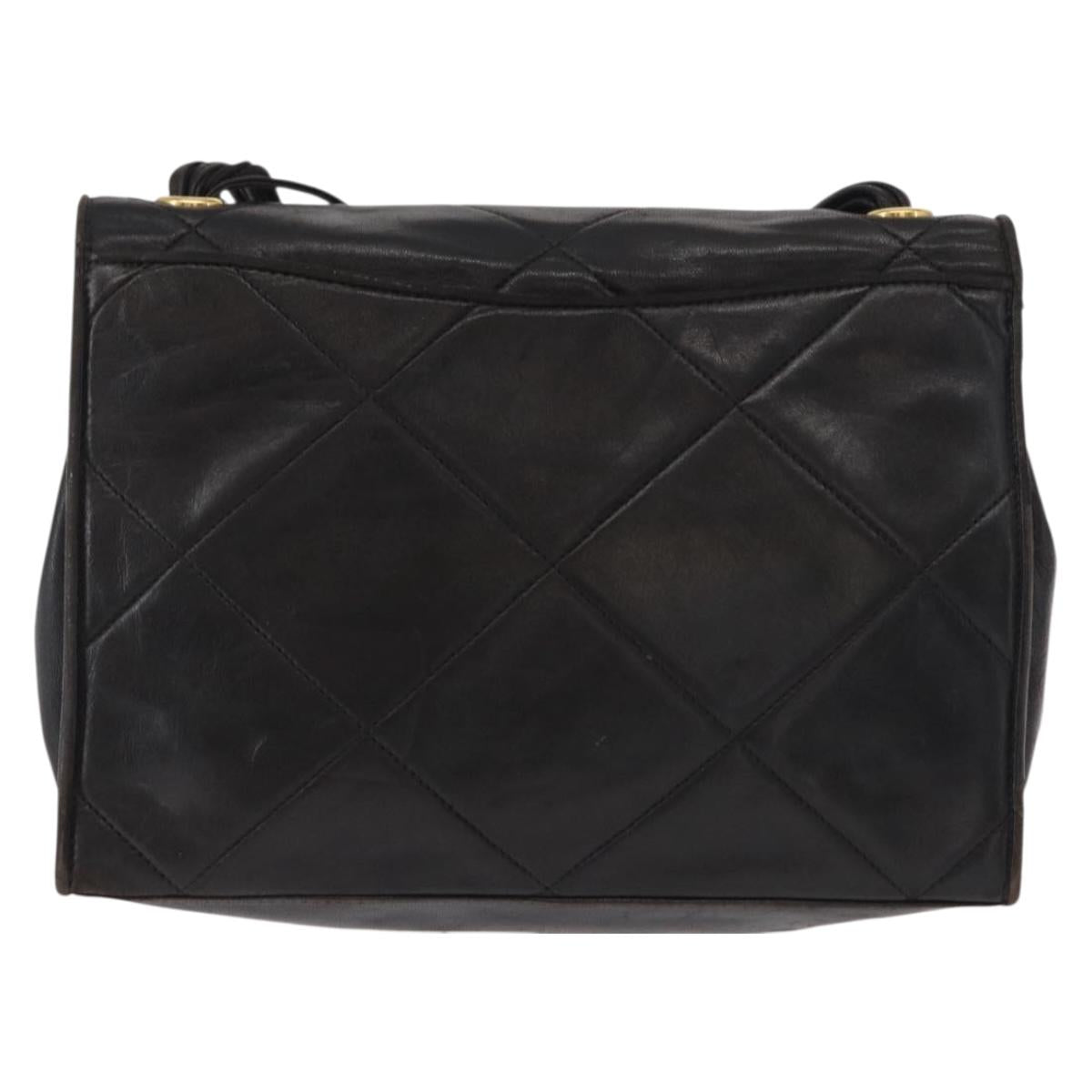 CHANEL Matelasse Shoulder Bag Lamb Skin Brown Gold CC Auth BA8409