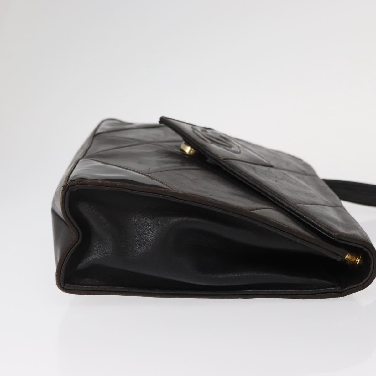 CHANEL Matelasse Shoulder Bag Lamb Skin Brown Gold CC Auth BA8409