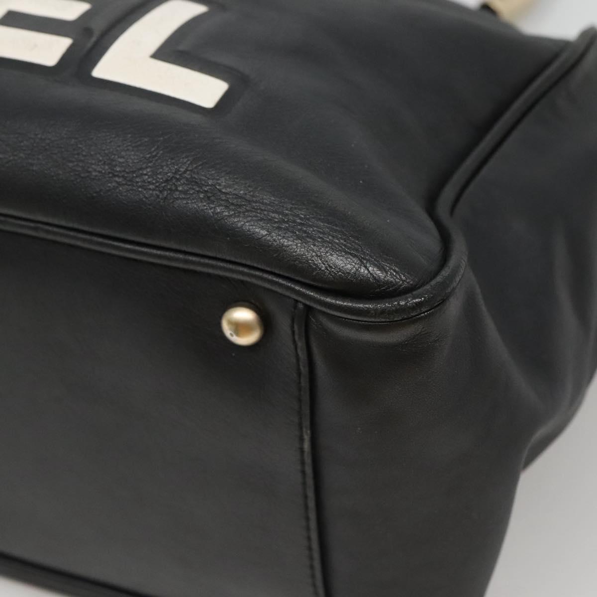 CHANEL Camelia Tote Bag Lamb Skin Black CC Auth BA841