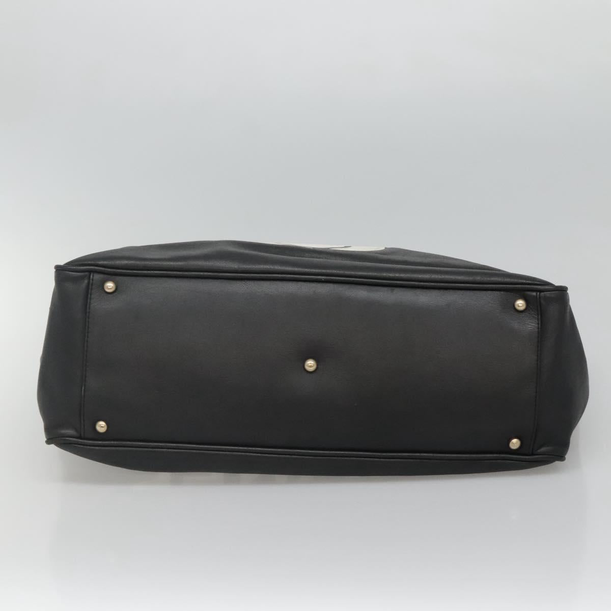 CHANEL Camelia Tote Bag Lamb Skin Black CC Auth BA841