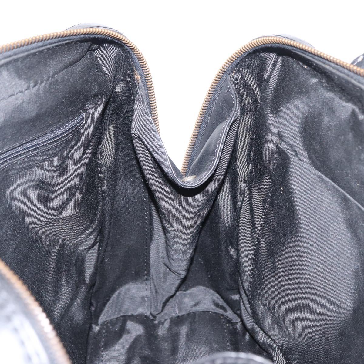 CHANEL Wild stitch Hand Bag Lamb Skin Black CC Auth BA8410