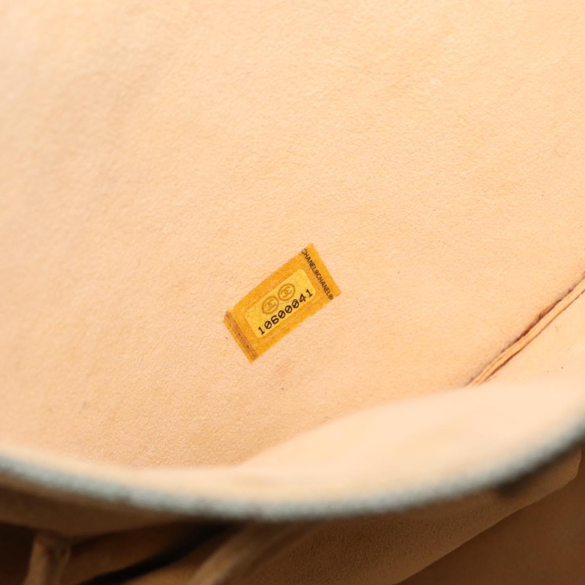 CHANEL Punching Hand Bag Enamel Black Silver CC Auth BA8412