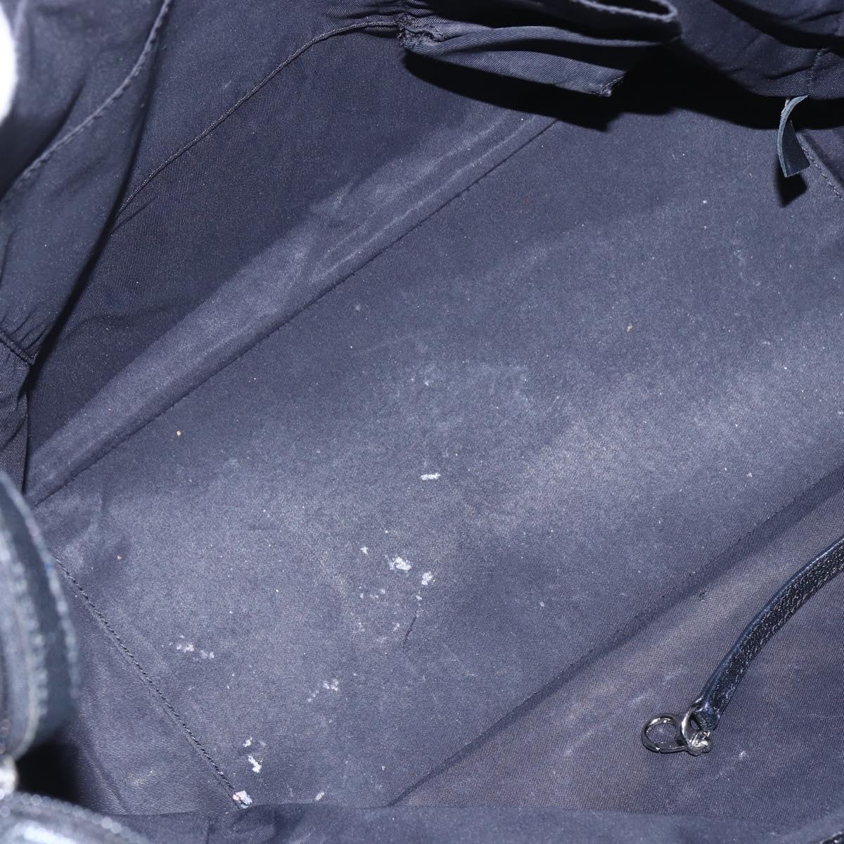 CHANEL Paris Biarritz MM Tote Bag Coated Canvas Black Silver CC Auth BA8414