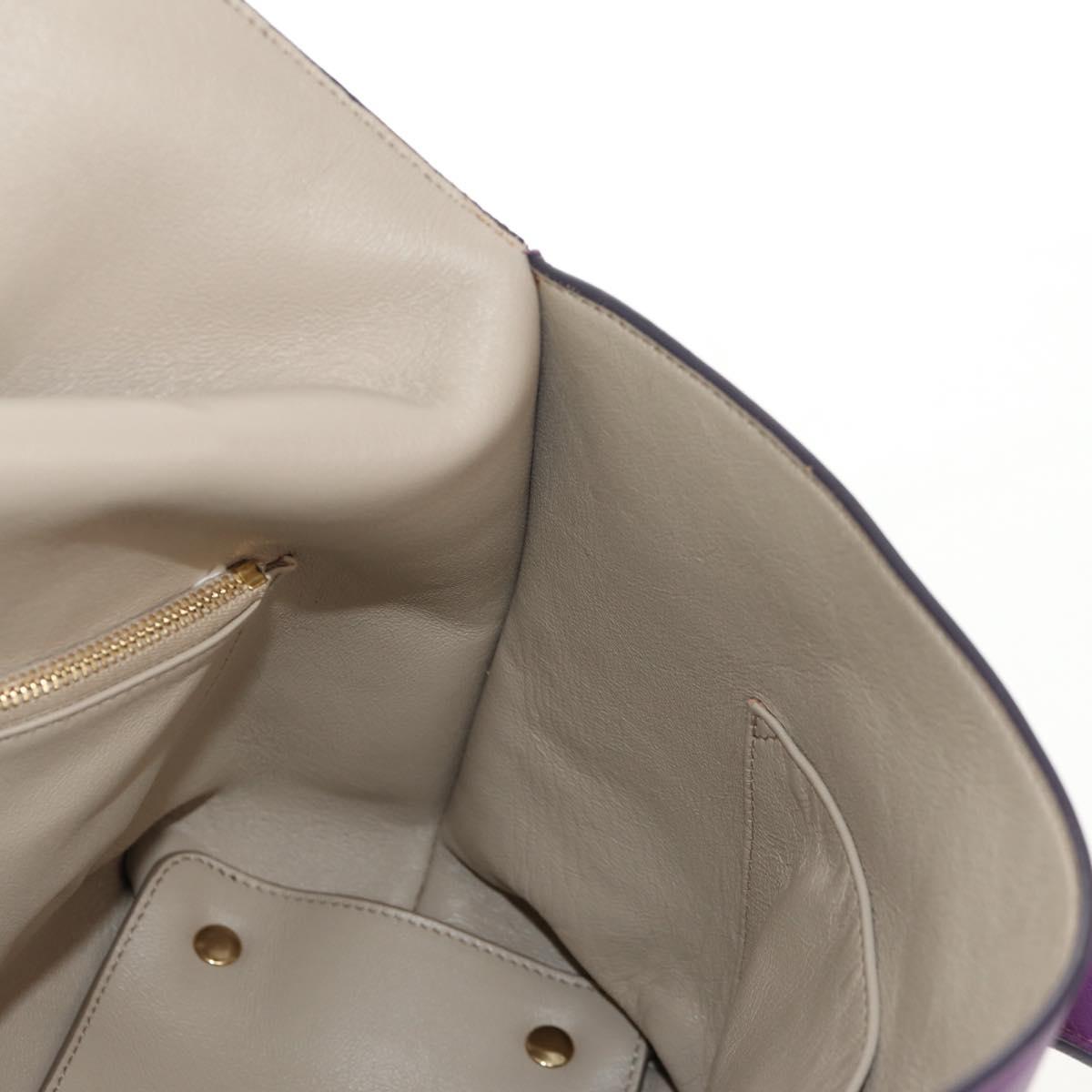 Salvatore Ferragamo Gancini Hand Bag Leather Purple Gold Auth BA8415V