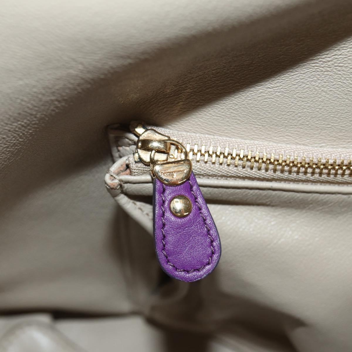 Salvatore Ferragamo Gancini Hand Bag Leather Purple Gold Auth BA8415V