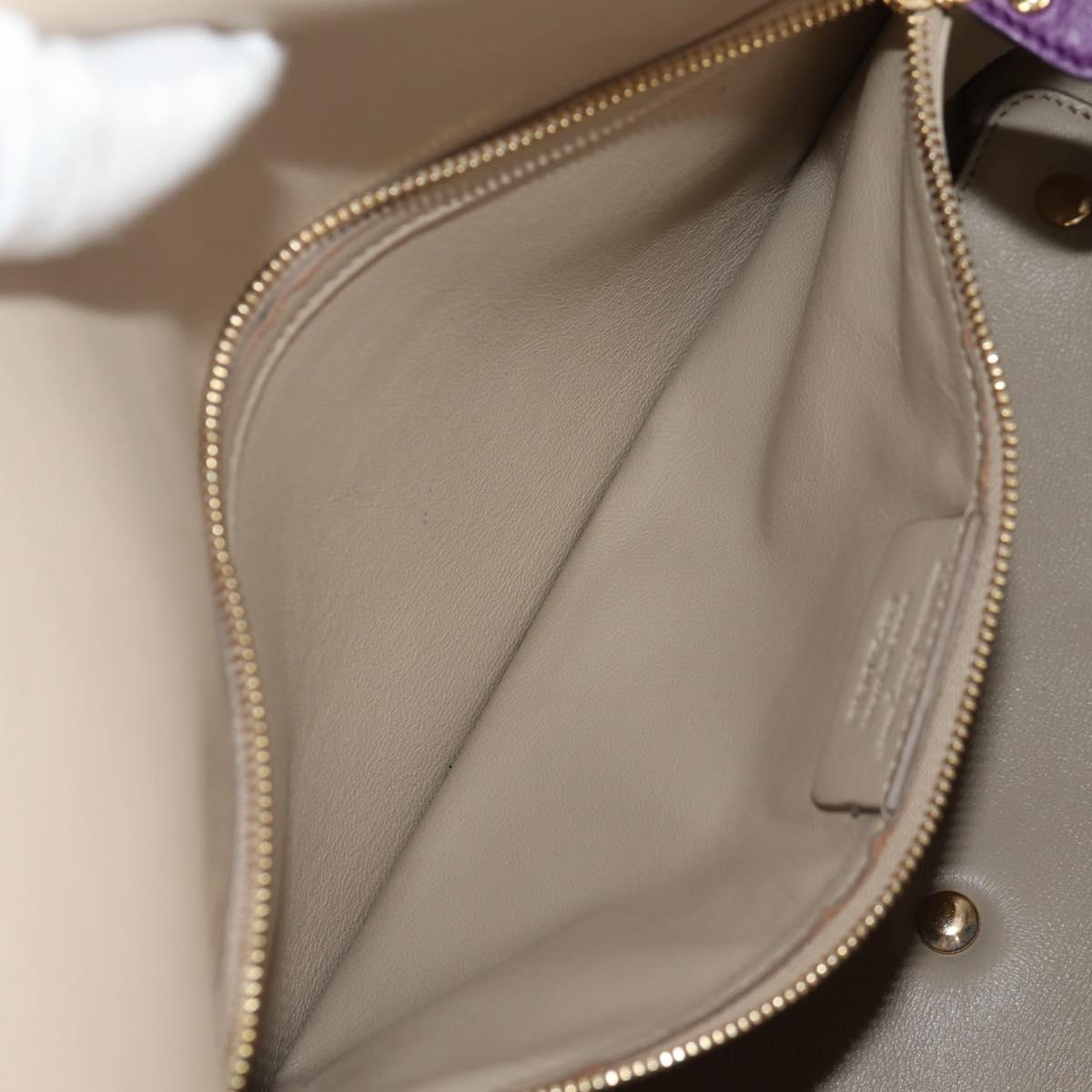 Salvatore Ferragamo Gancini Hand Bag Leather Purple Gold Auth BA8415V