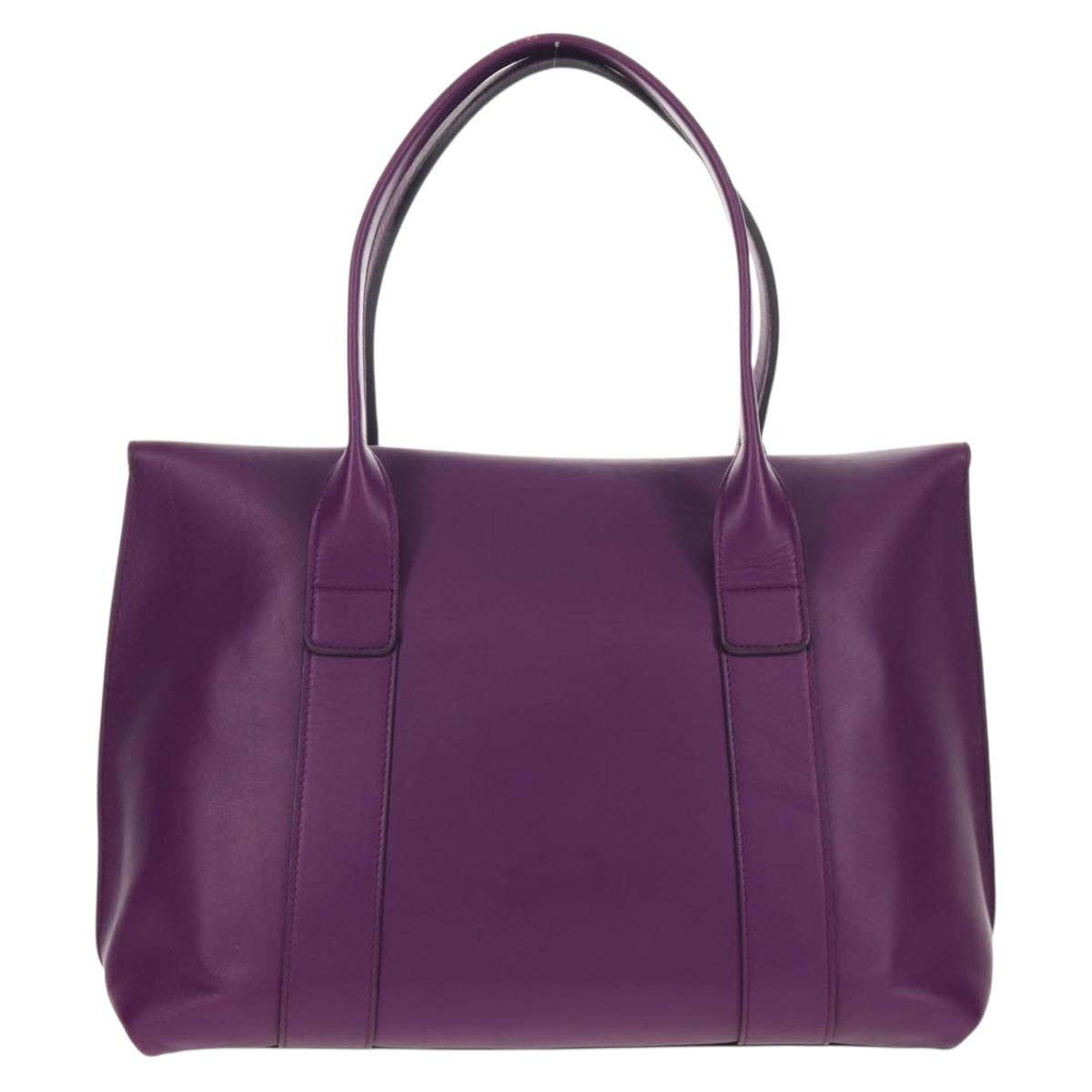 Salvatore Ferragamo Gancini Hand Bag Leather Purple Gold Auth BA8415V