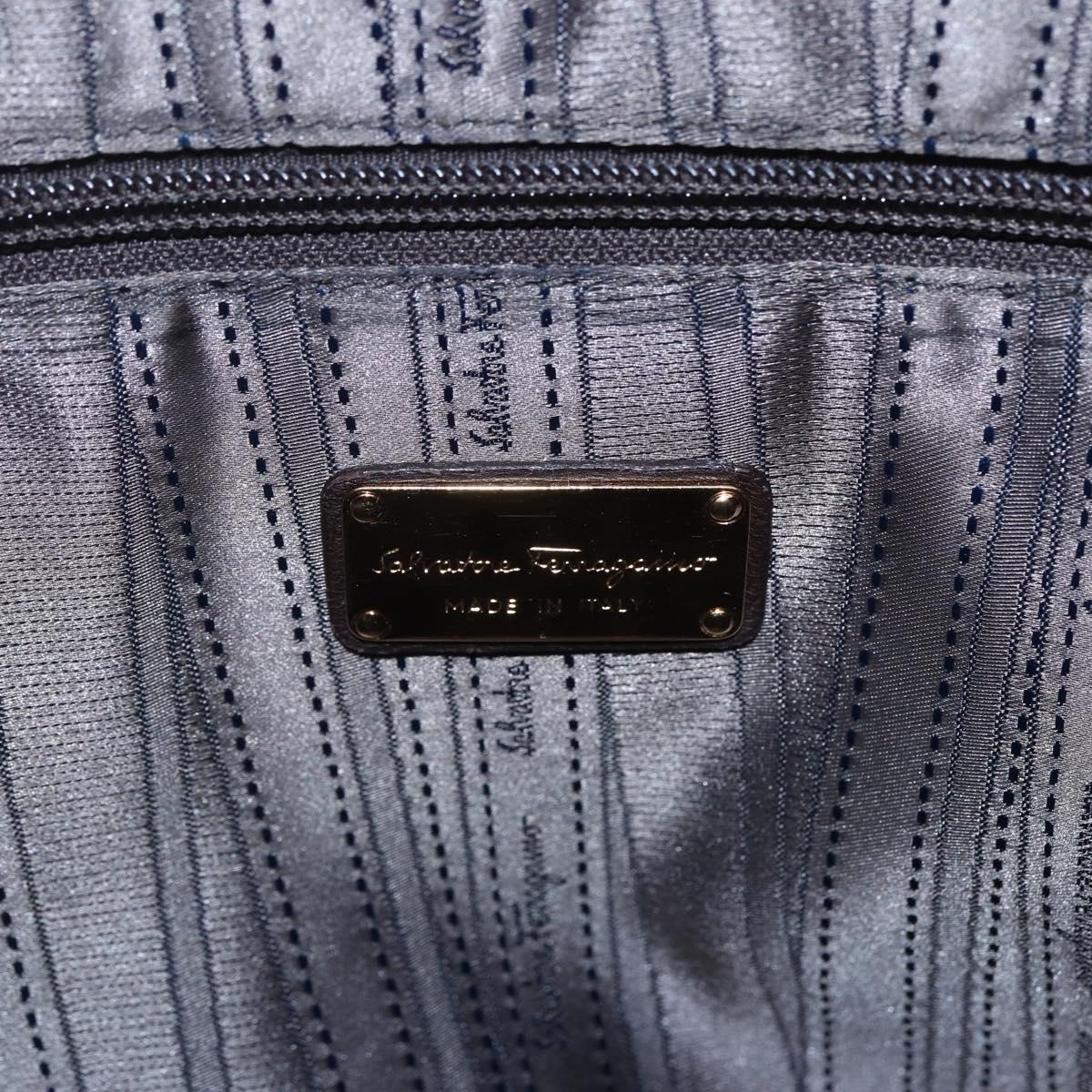 Salvatore Ferragamo Vala Shoulder Bag Suede Leather Brown Gold Auth BA8417