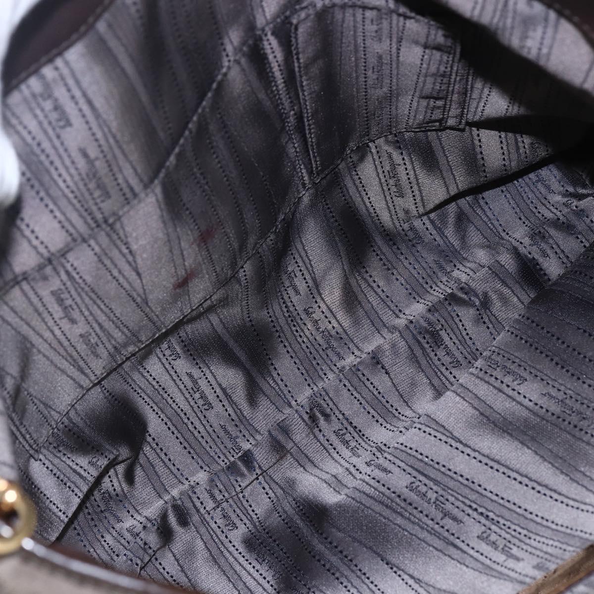 Salvatore Ferragamo Vala Shoulder Bag Suede Leather Brown Gold Auth BA8417