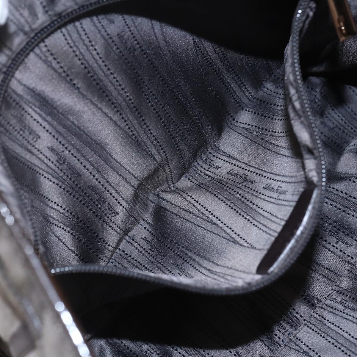 Salvatore Ferragamo Vala Shoulder Bag Suede Leather Brown Gold Auth BA8417