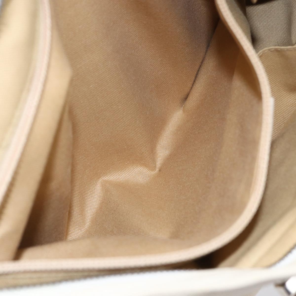 Salvatore Ferragamo Gancini Shoulder Bag Leather Beige Silver Auth BA8418