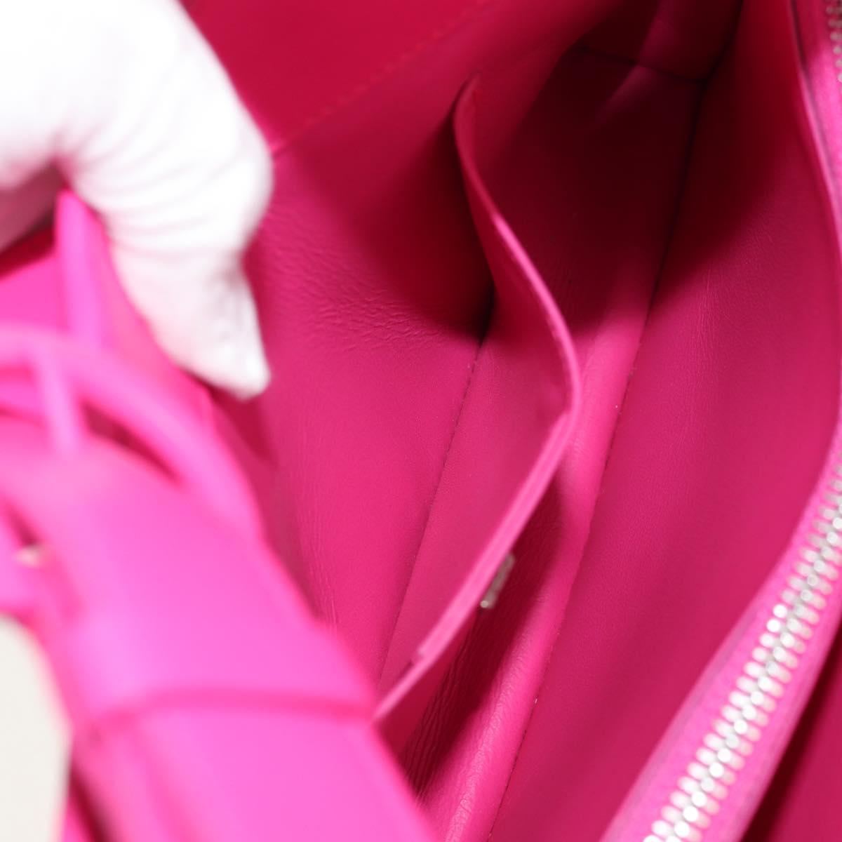 Salvatore Ferragamo Gancini Shoulder Bag Leather Pink Silver Auth BA8419V