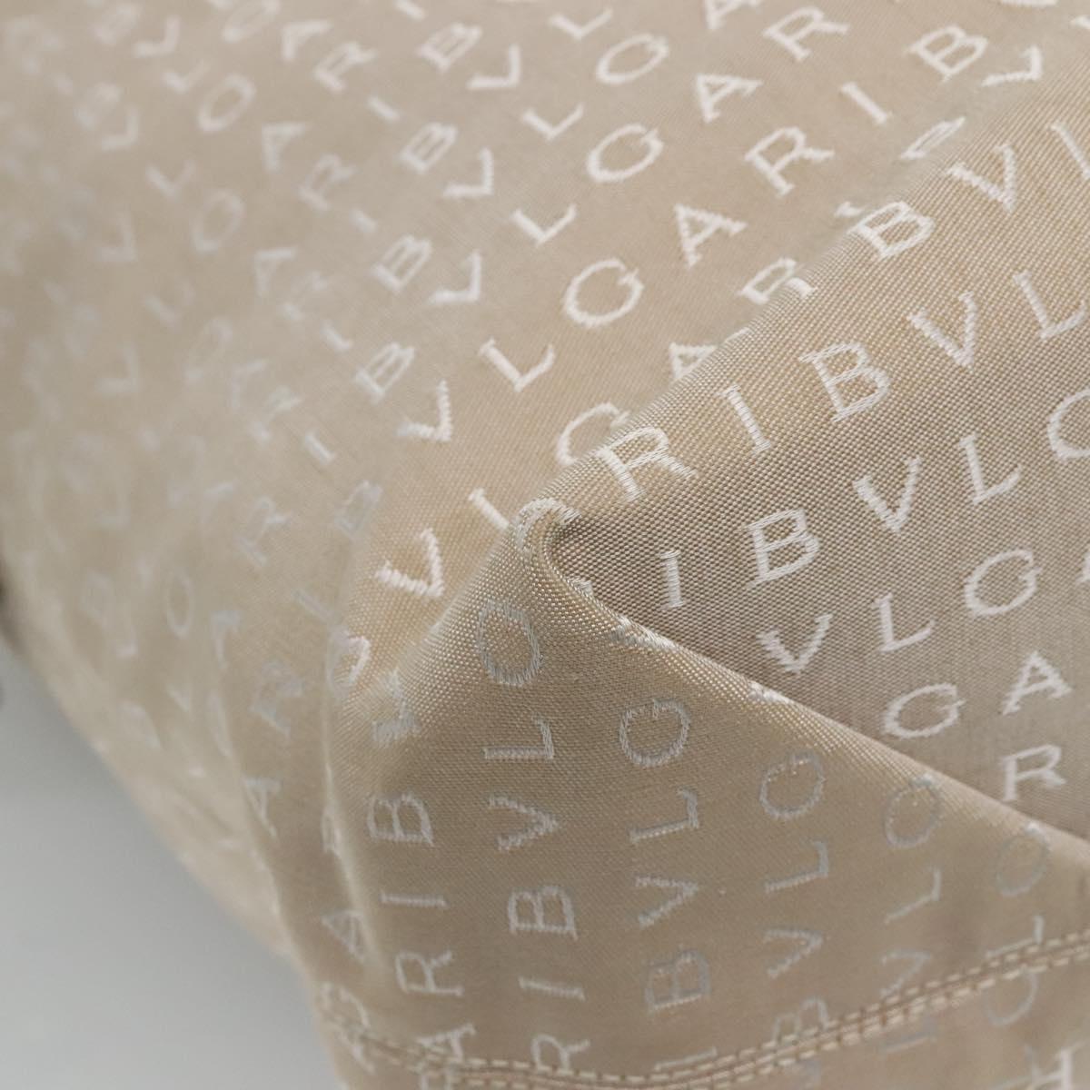 BVLGARI Logo Mania Tote Bag Canvas Beige Auth BA842