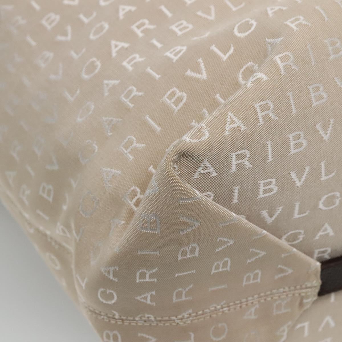BVLGARI Logo Mania Tote Bag Canvas Beige Auth BA842