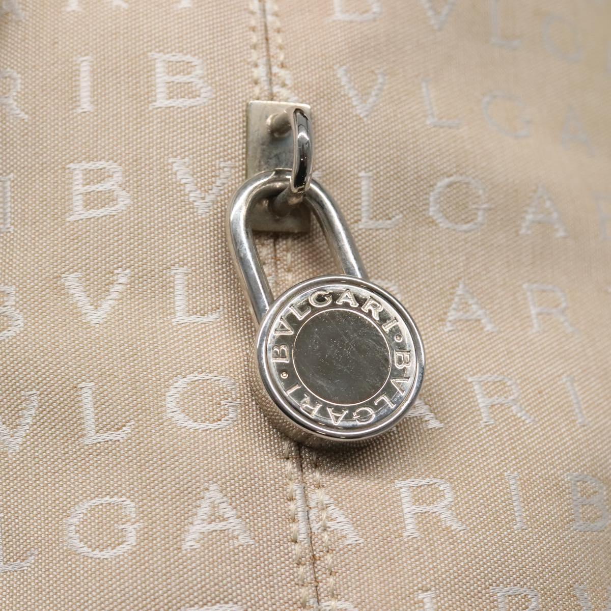 BVLGARI Logo Mania Tote Bag Canvas Beige Auth BA842