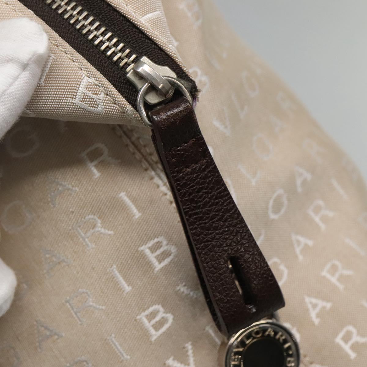 BVLGARI Logo Mania Tote Bag Canvas Beige Auth BA842