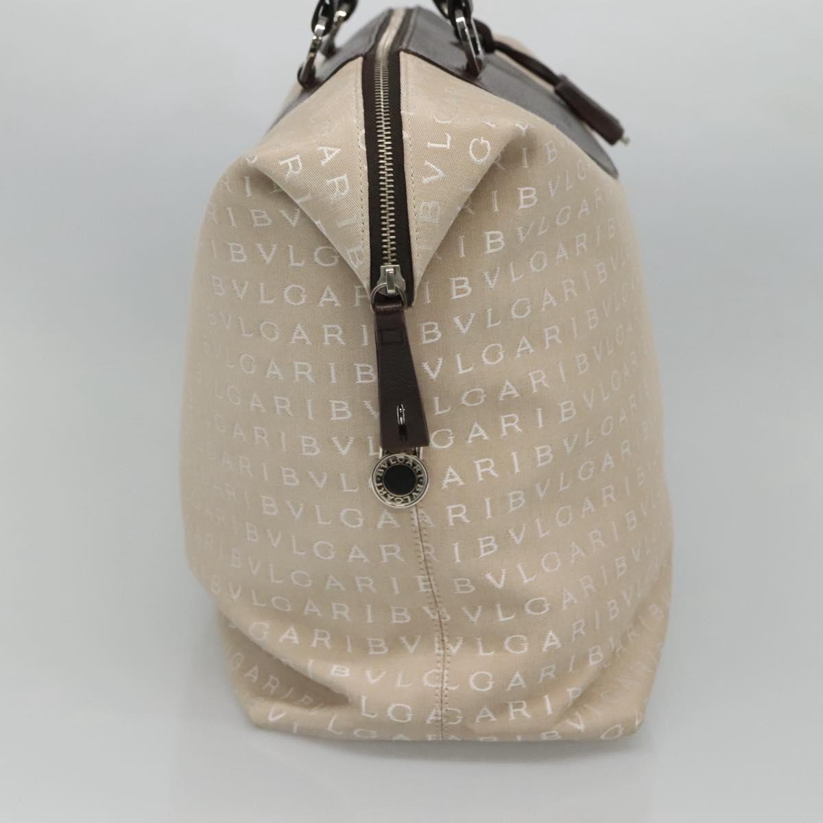 BVLGARI Logo Mania Tote Bag Canvas Beige Auth BA842