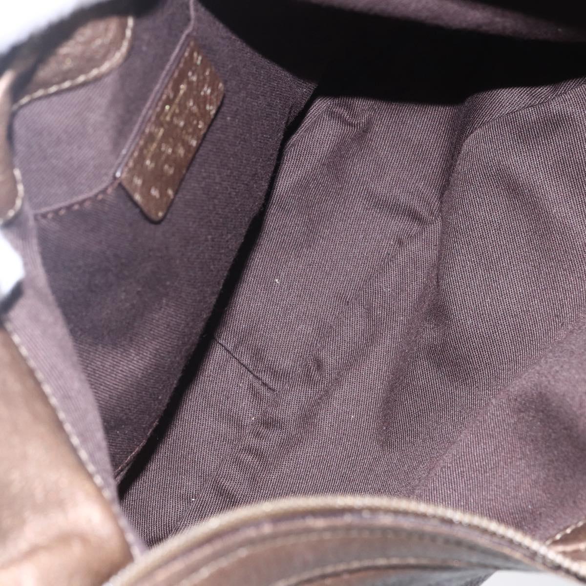 Salvatore Ferragamo Gancini Shoulder Bag Leather Brown Gold Auth BA8420