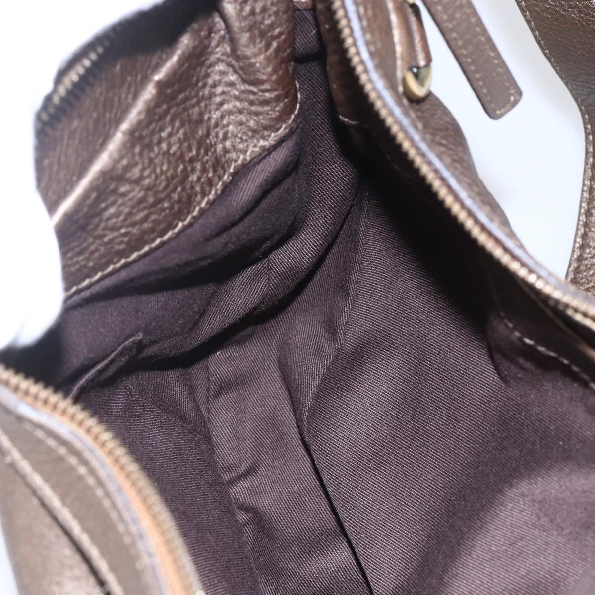 Salvatore Ferragamo Gancini Shoulder Bag Leather Brown Gold Auth BA8420