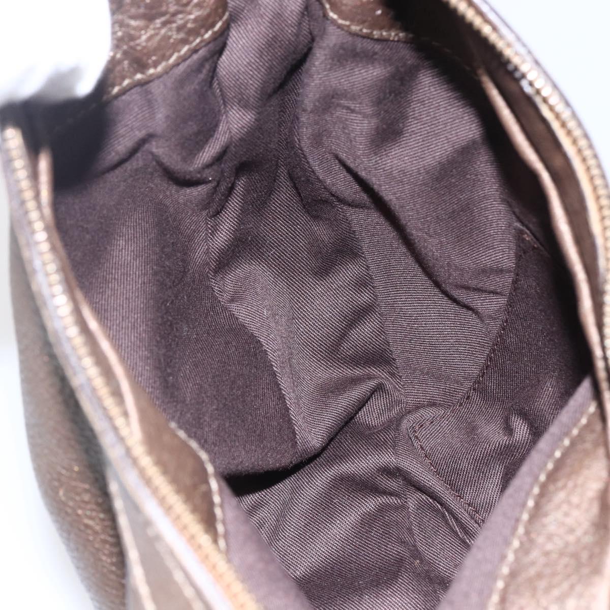 Salvatore Ferragamo Gancini Shoulder Bag Leather Brown Gold Auth BA8420