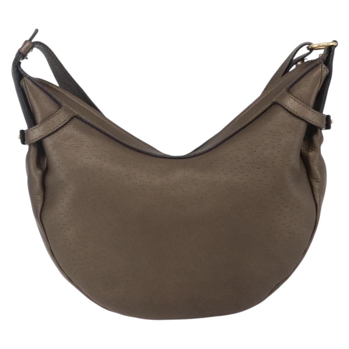 Salvatore Ferragamo Gancini Shoulder Bag Leather Brown Gold Auth BA8420