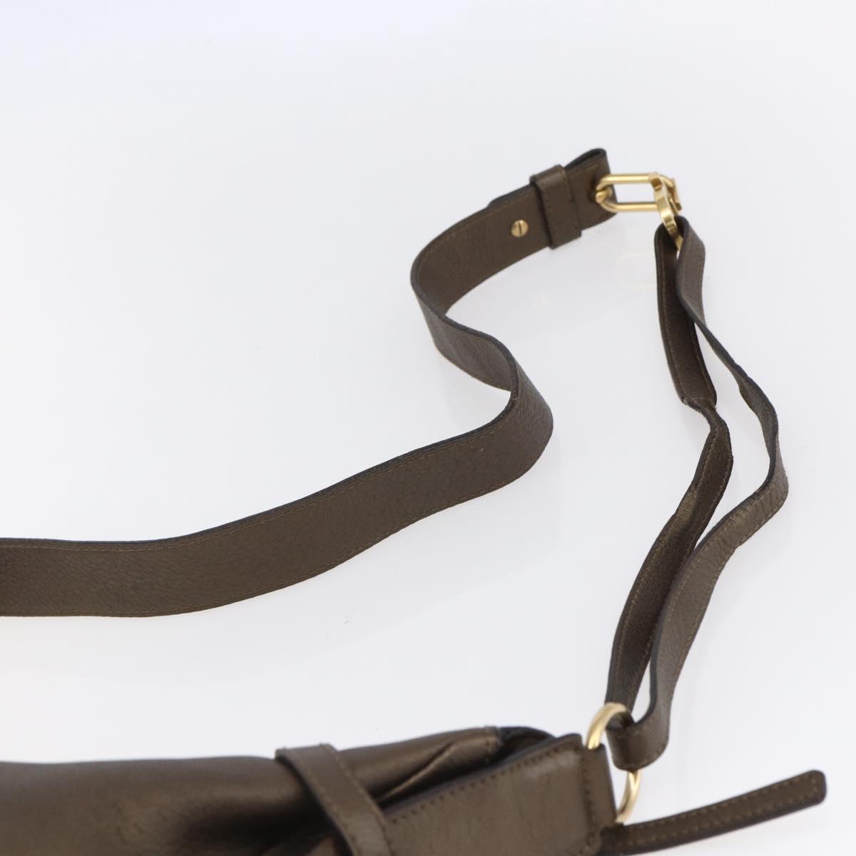 Salvatore Ferragamo Gancini Shoulder Bag Leather Brown Gold Auth BA8420
