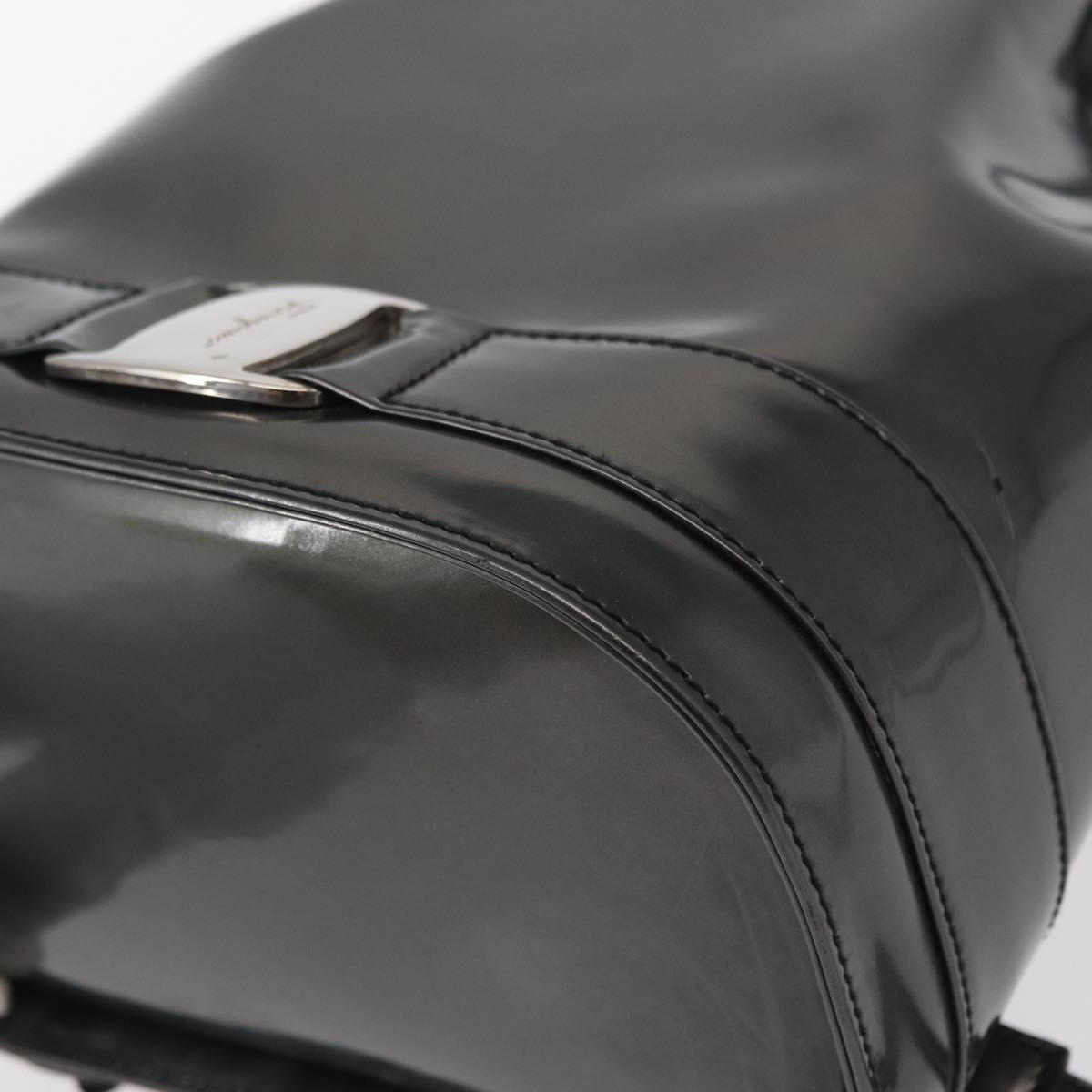 Salvatore Ferragamo Vala Backpack Leather Silver Auth BA8422