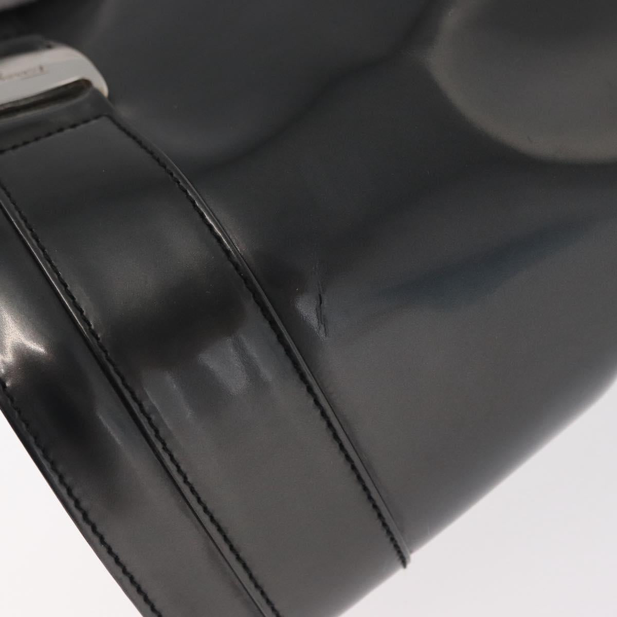 Salvatore Ferragamo Vala Backpack Leather Silver Auth BA8422