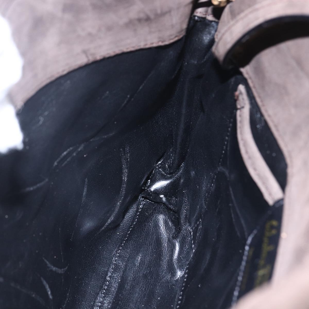 Salvatore Ferragamo Vala Shoulder Bag Suede Brown Gold Auth BA8423