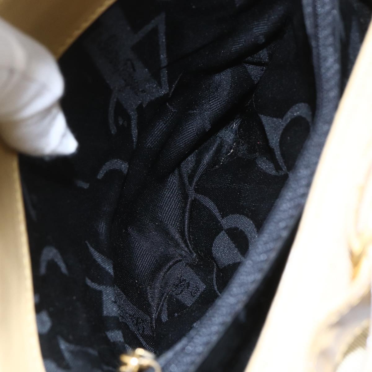 Salvatore Ferragamo Vala Hand Bag Canvas Yellow Gold Auth BA8424