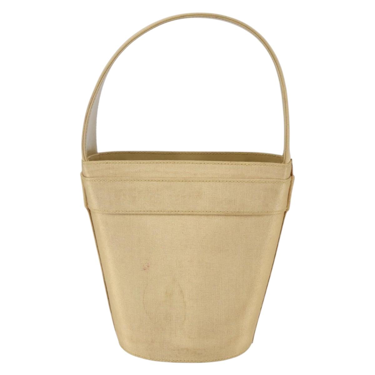 Salvatore Ferragamo Vala Hand Bag Canvas Yellow Gold Auth BA8424