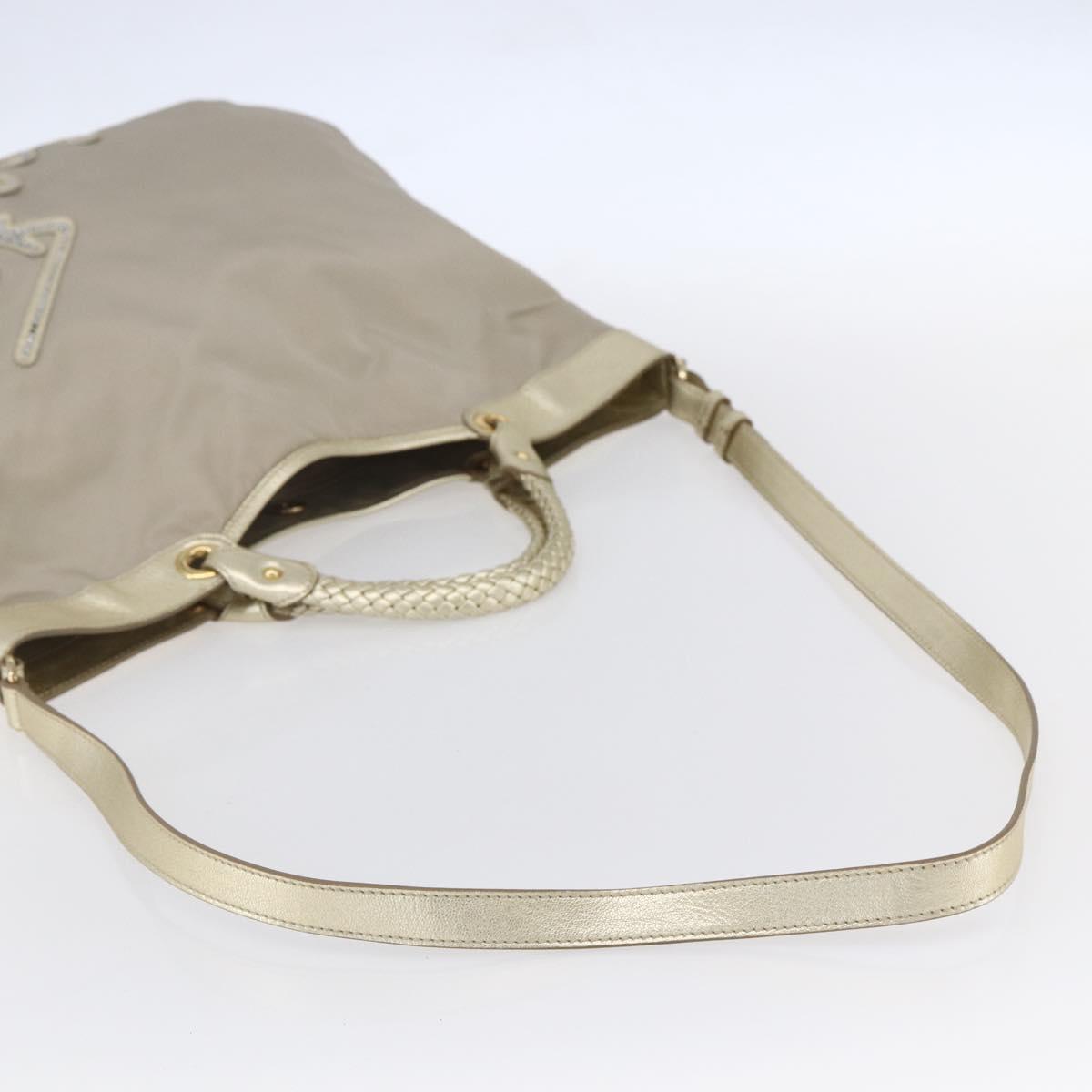 Salvatore Ferragamo Hand Bag Nylon 2way Gold Auth BA8425