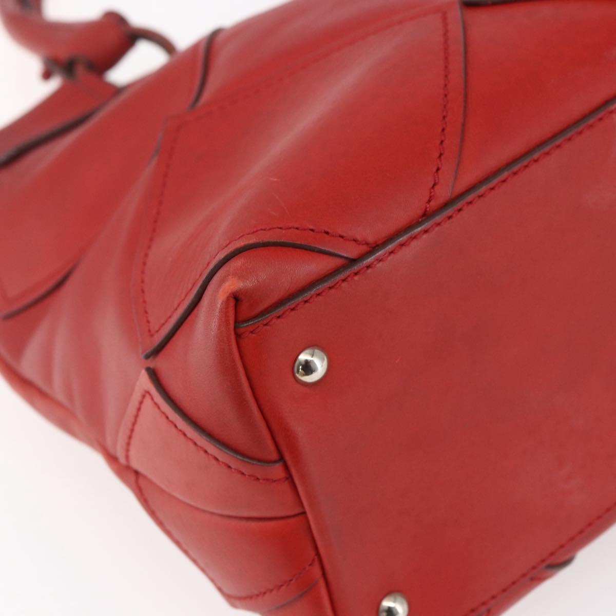 Salvatore Ferragamo Gancini Hand Bag Leather Red Auth BA8426