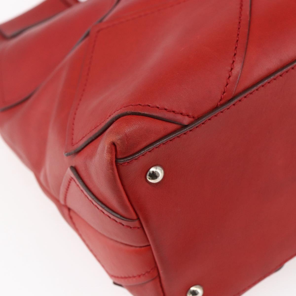 Salvatore Ferragamo Gancini Hand Bag Leather Red Auth BA8426