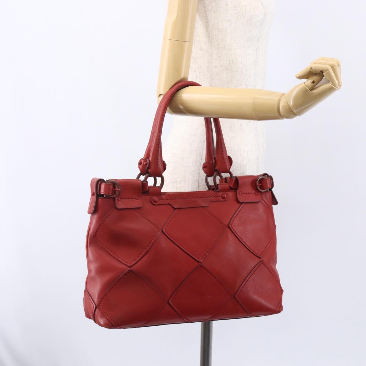 Salvatore Ferragamo Gancini Hand Bag Leather Red Auth BA8426