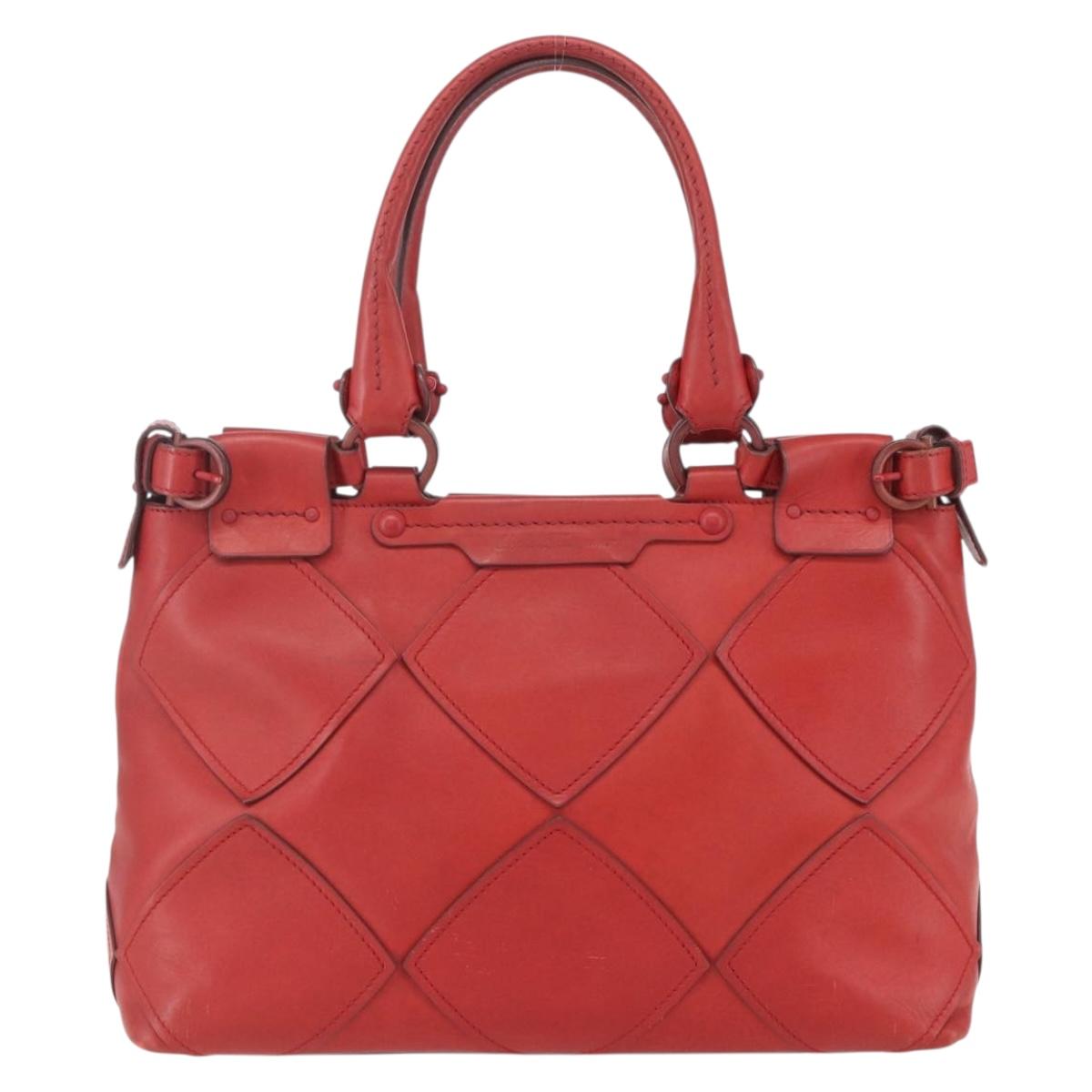 Salvatore Ferragamo Gancini Hand Bag Leather Red Auth BA8426