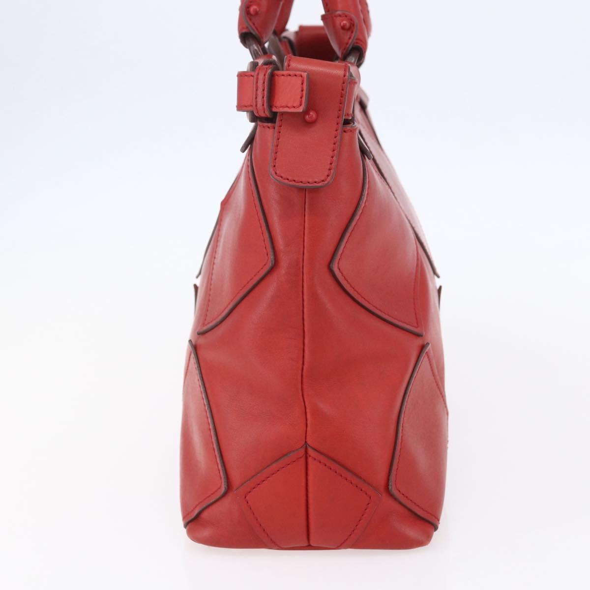 Salvatore Ferragamo Gancini Hand Bag Leather Red Auth BA8426