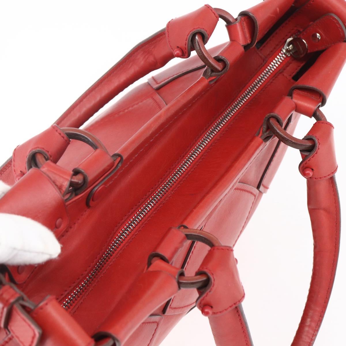 Salvatore Ferragamo Gancini Hand Bag Leather Red Auth BA8426