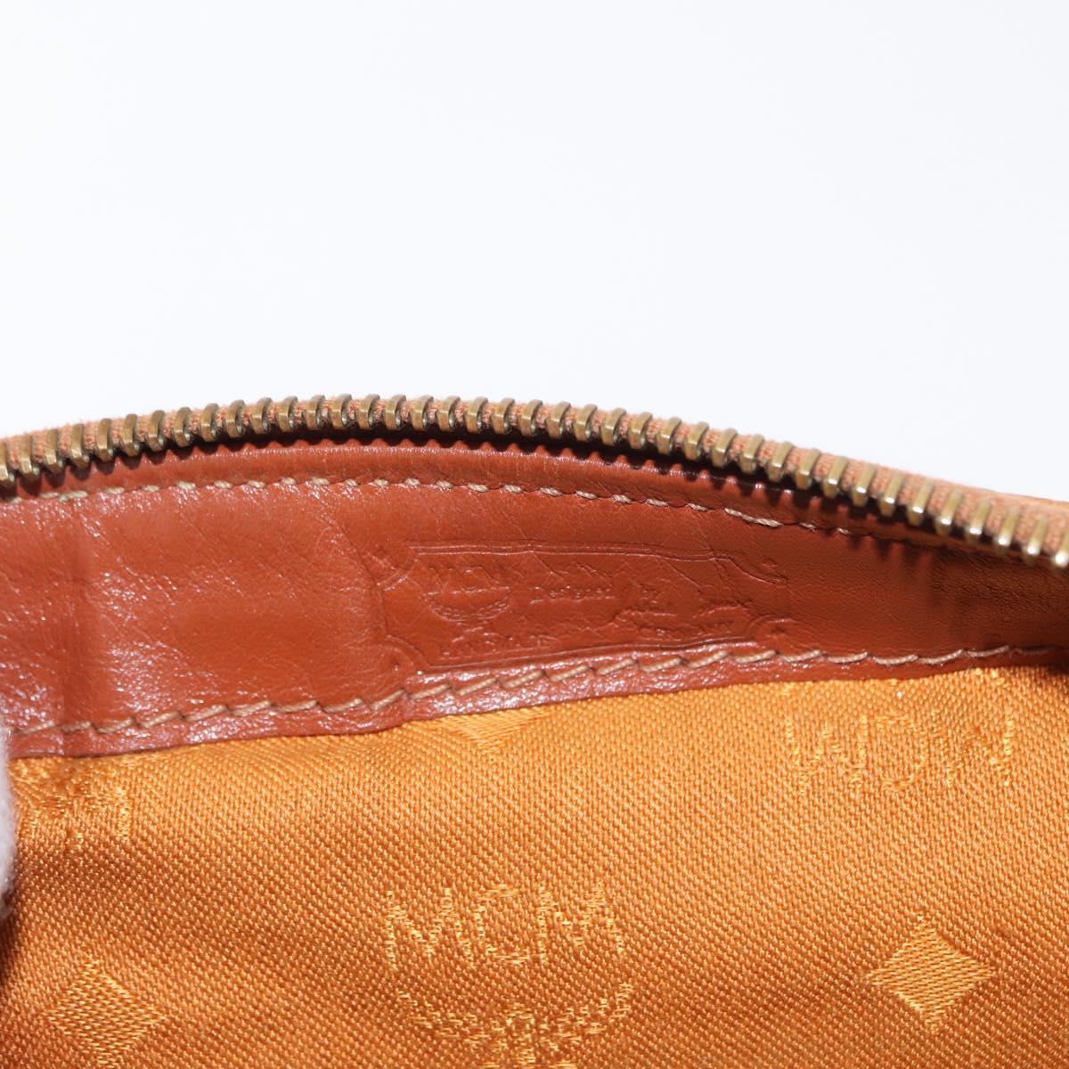 MCM Logogram Vicetos Hand Bag PVC Leather Brown Gold Auth BA8427