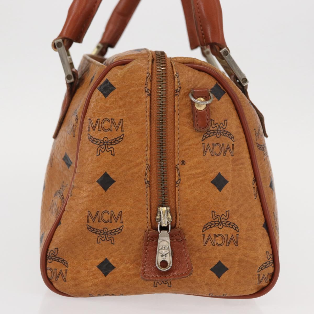 MCM Logogram Vicetos Hand Bag PVC Leather Brown Gold Auth BA8427